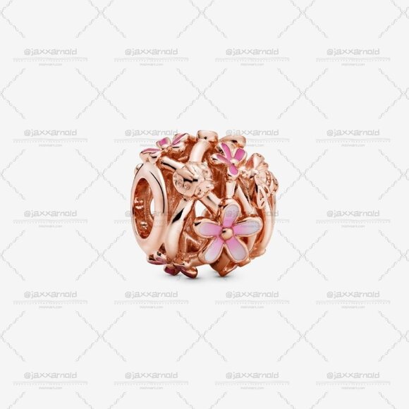 Pandora Openwork Pink Daisy Flower Charm - Picture 1 of 2
